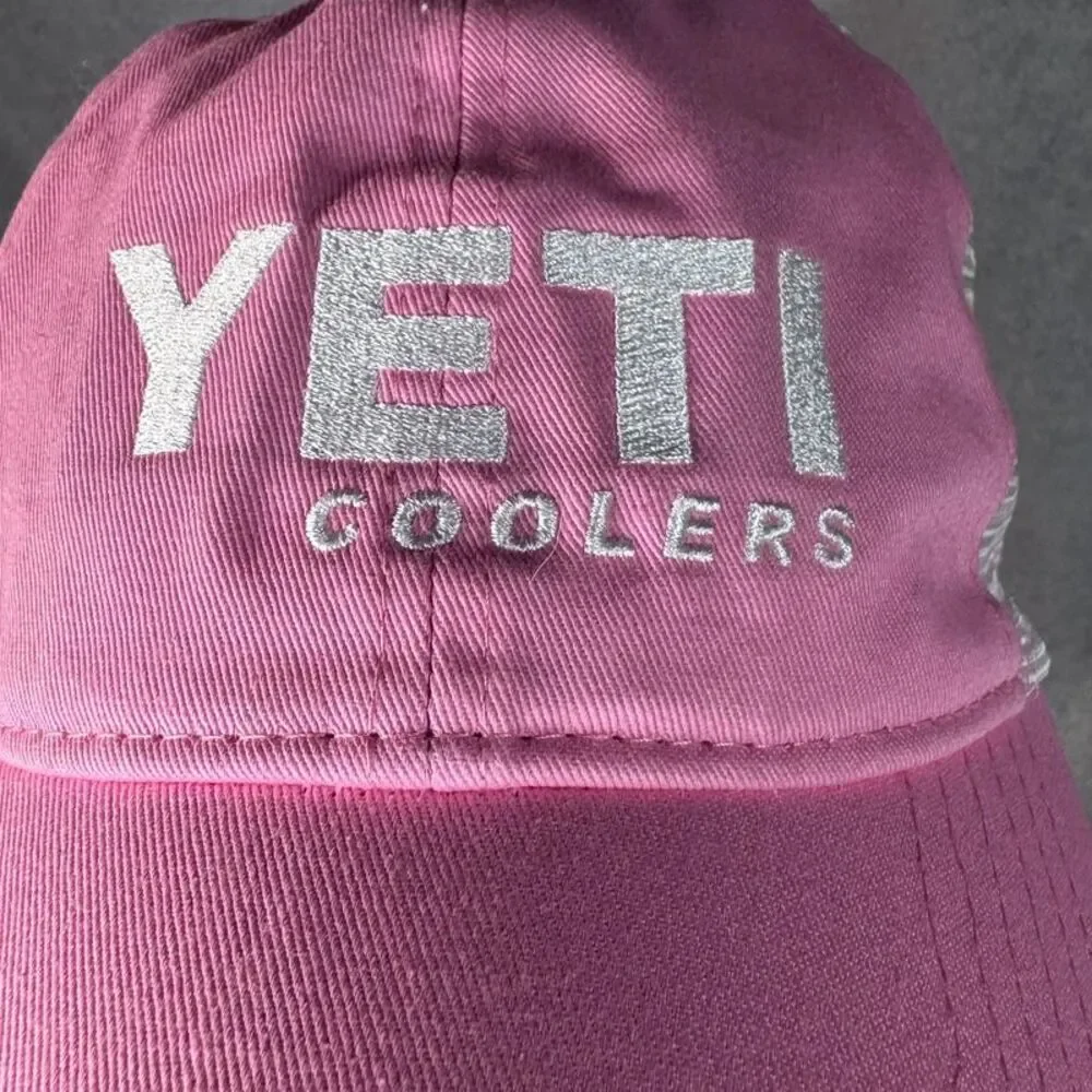 Yeti Coolers Hat Limited Edition Pink Adjustable Trucker Snap Back Mesh Cap